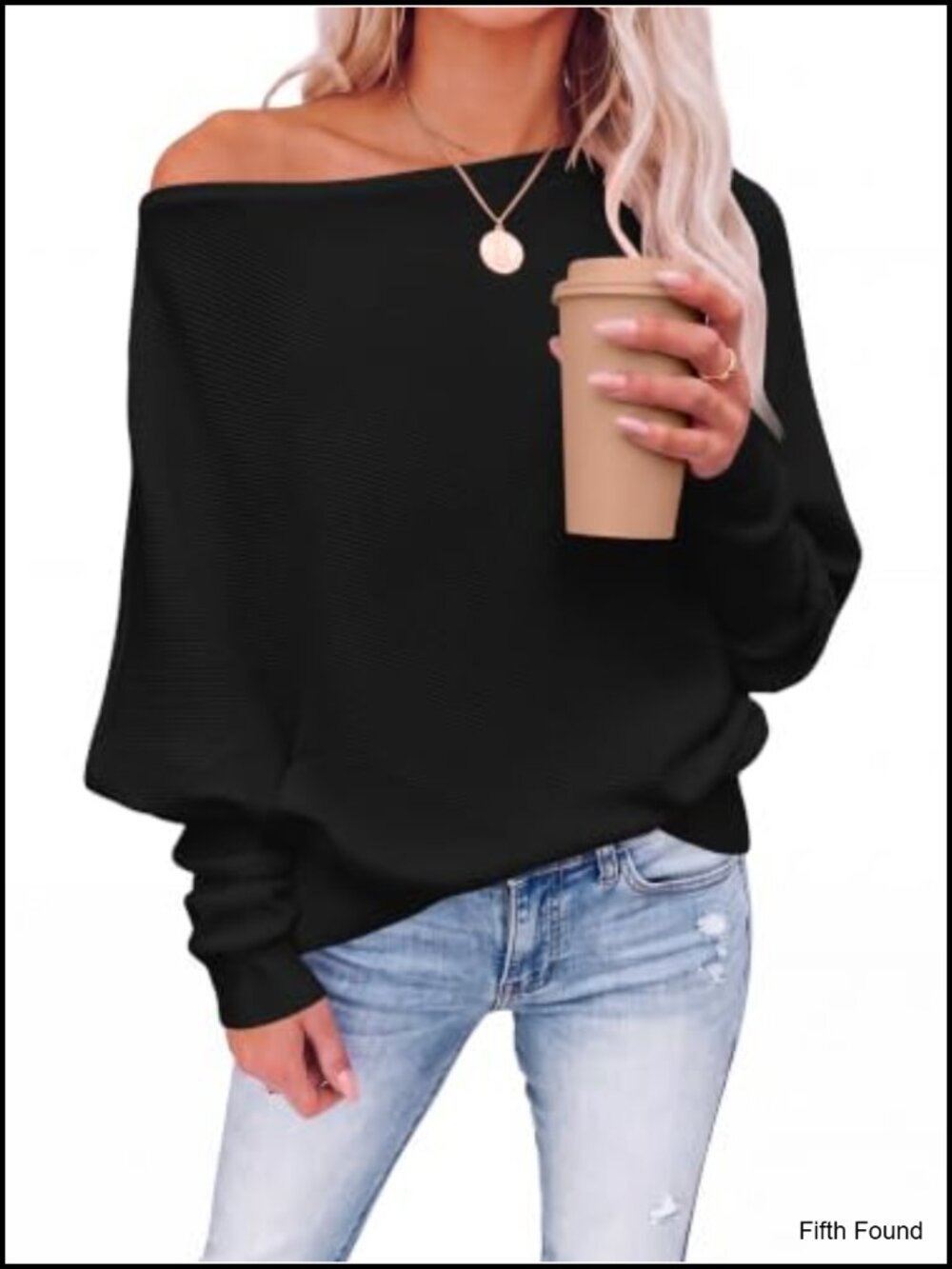 Off The Shoulder Oversized Sweater Loose Fit Fall Going Out Top